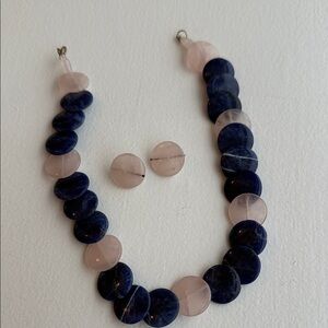 Sodalite and Rose quartz Necklace Set